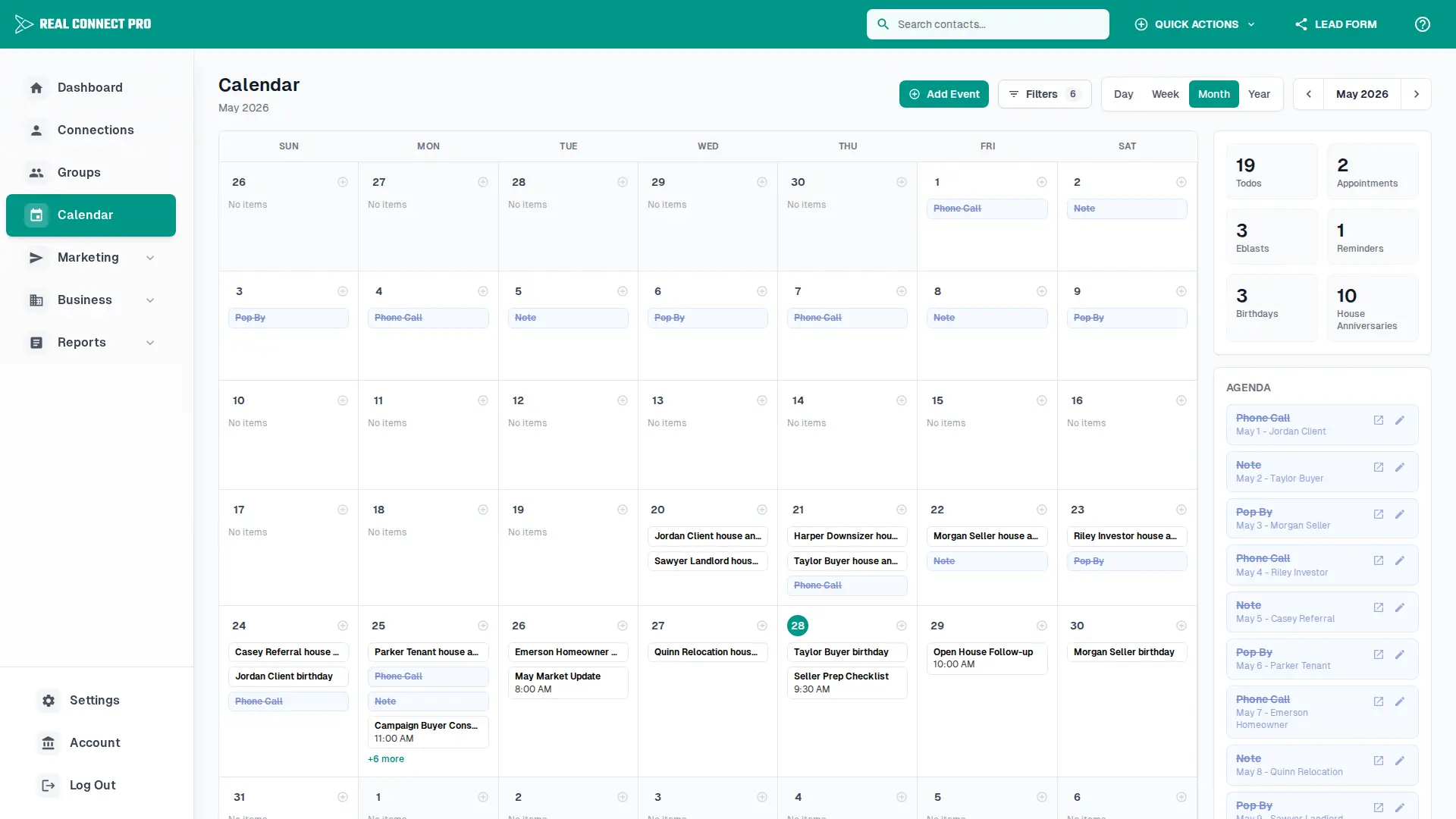 Calendar and Tasks View